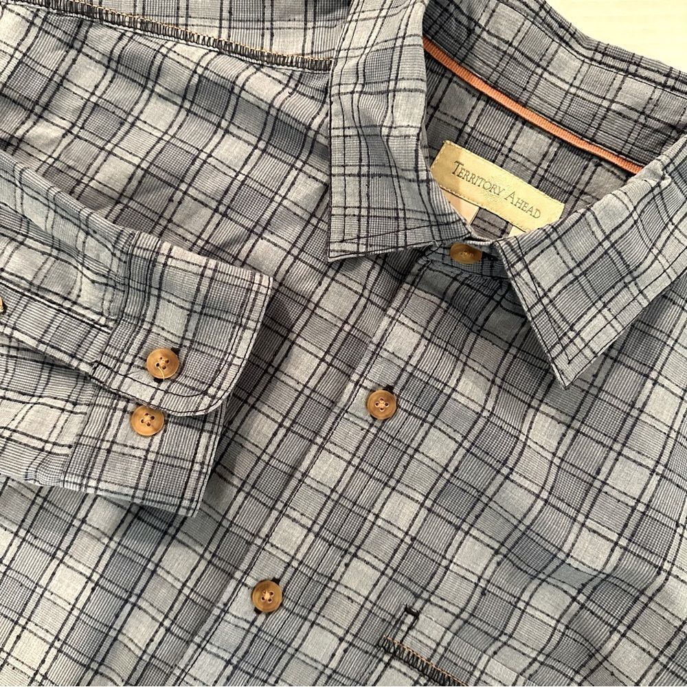 The Territory Ahead Long Sleeve‎ Button Up Shirt Men's Large Gray Cotton Blend